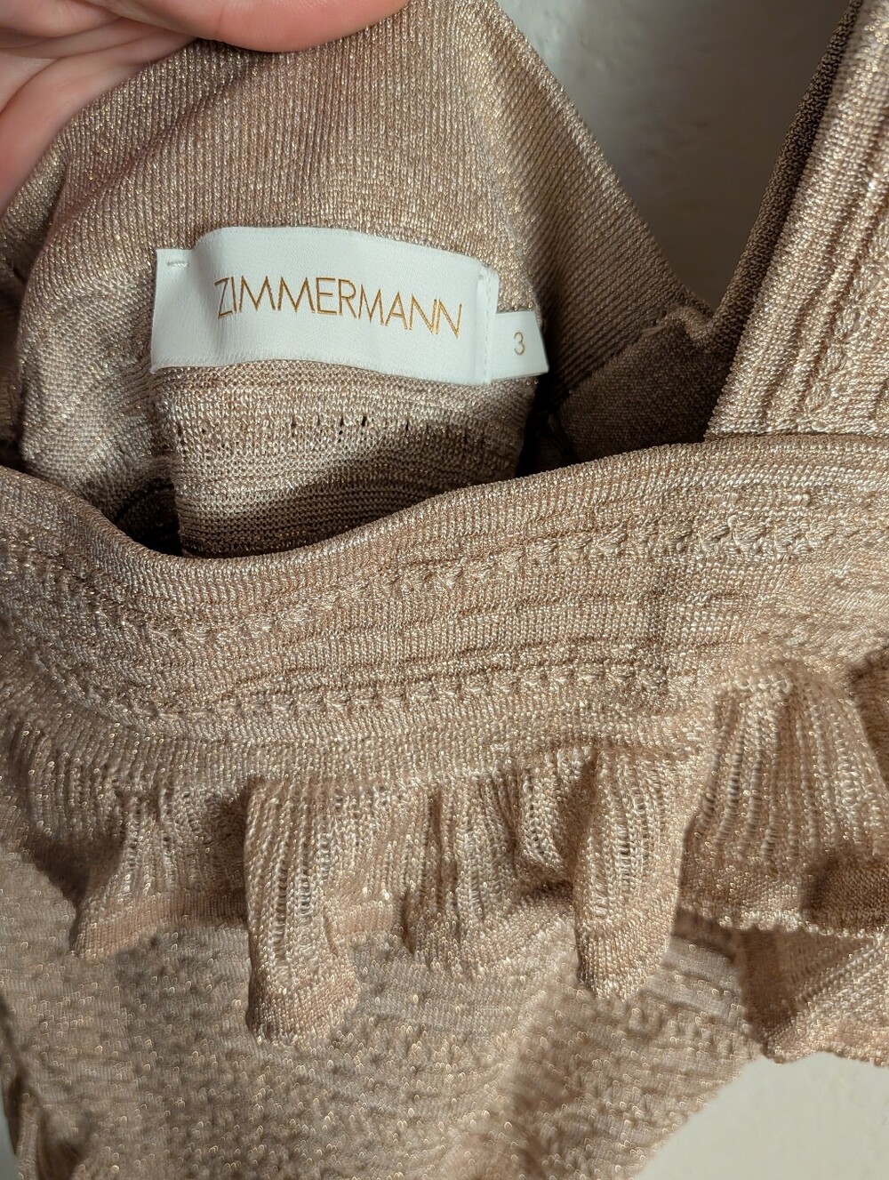 Zimmermann Neutral Beige Ruffle-Tier Midi Dress